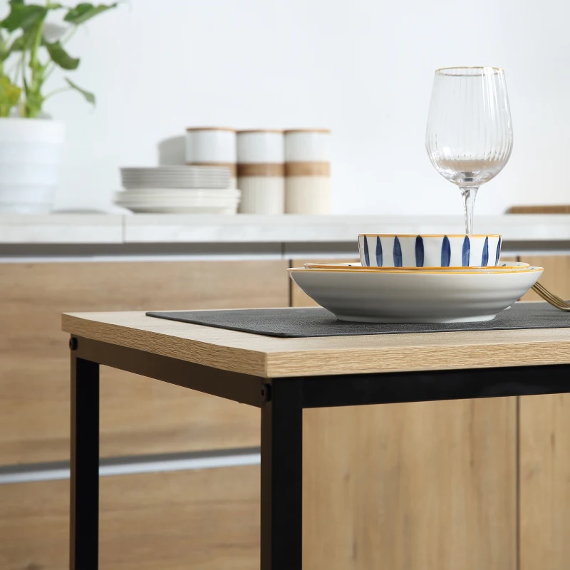 HOMCOM Eettafel Set met 2 Stoelen, Compacte Set van Tafel en Stoelen voor Eetkamer, Woonkamer, Keuken, met Metalen Frame