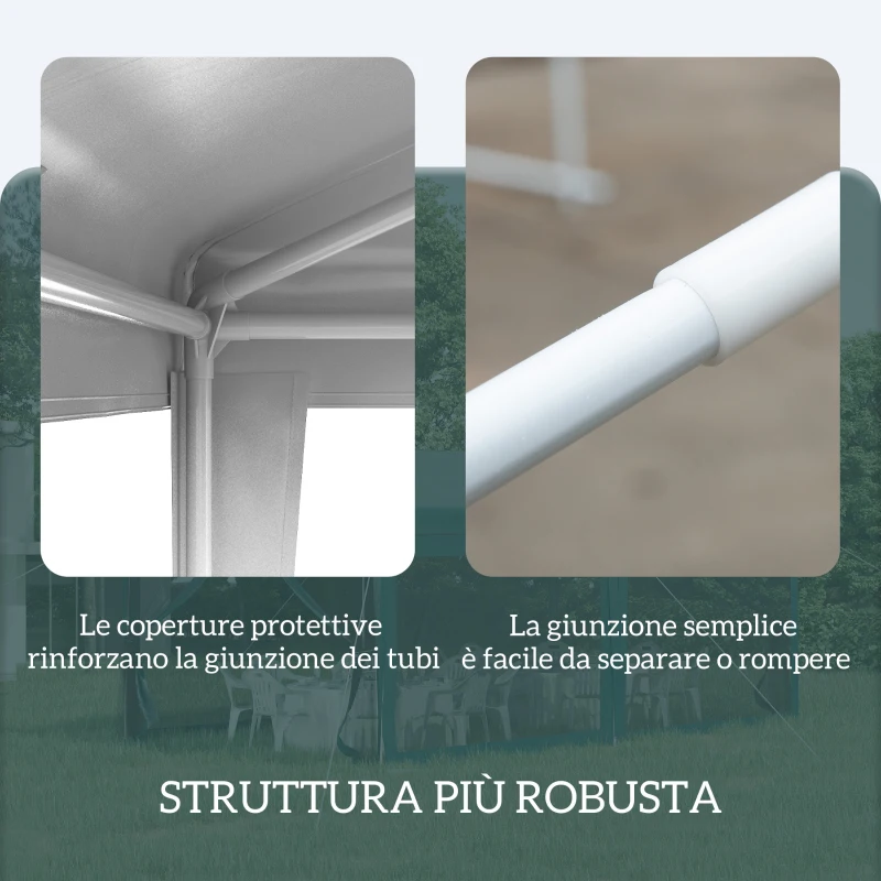 Outsunny Gazebo da Giardino 3x3 m Portatile con Copertura Anti UV, Bianco