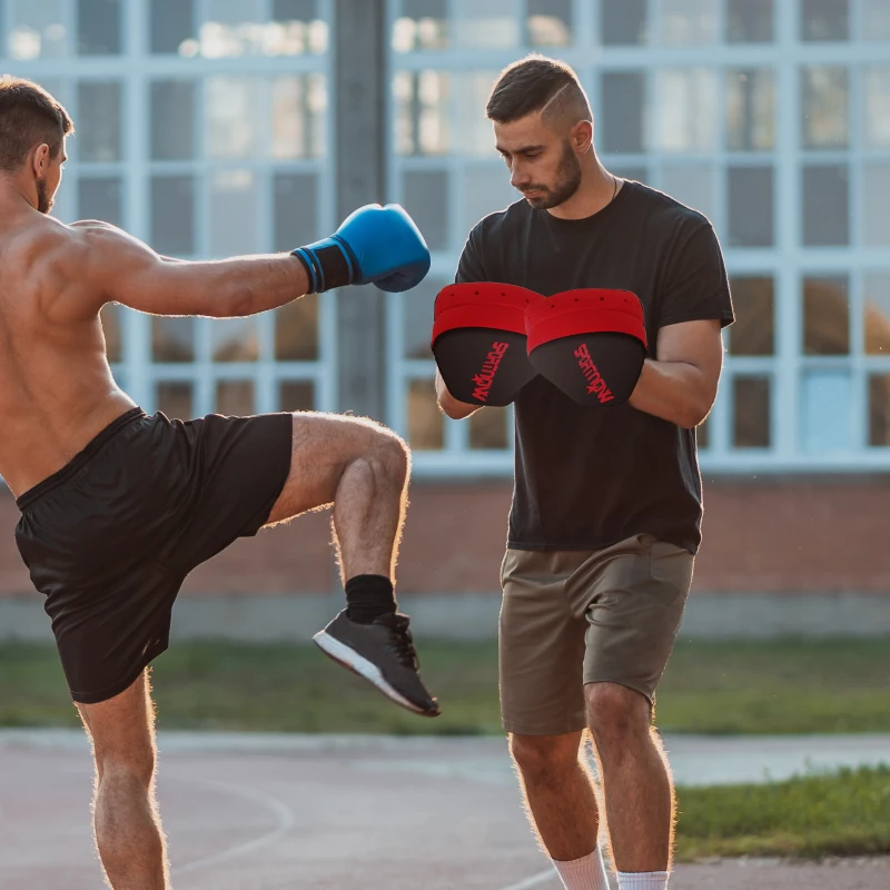 SPORTNOW Manopla de Boxeo Paos Muay Thai MMA Curvadas para Entrenamiento Karate Taekwondo Kickboxing Training Rojo