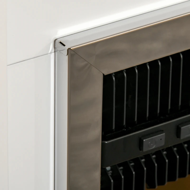 HOMCOM Camino Elettrico da Terra con Effetto Fiamma Realistico, Timer e Telecomando, 1000W e 2000W, 79x26x77.5cm, Bianco e Nero