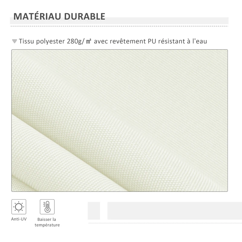 Outsunny Store banne manuel rétractable 295 x 245 cm store exterieur terrasse avec manivelle, angle réglable 45°-85°, aluminium et polyester 280 g/m², auvent de terrasse, balcon, cour, crème