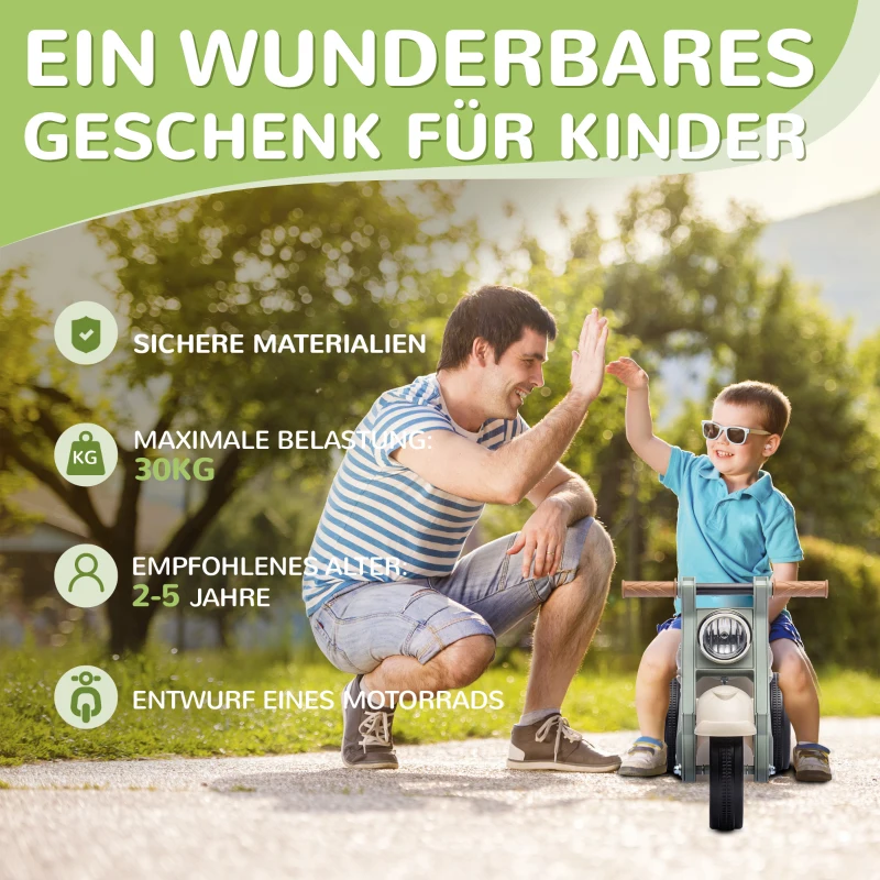 AIYAPLAY Rutschauto, Motorrad-Design, Musik und Seifenblasen, für 2-5 Jahre, Cremeweiß