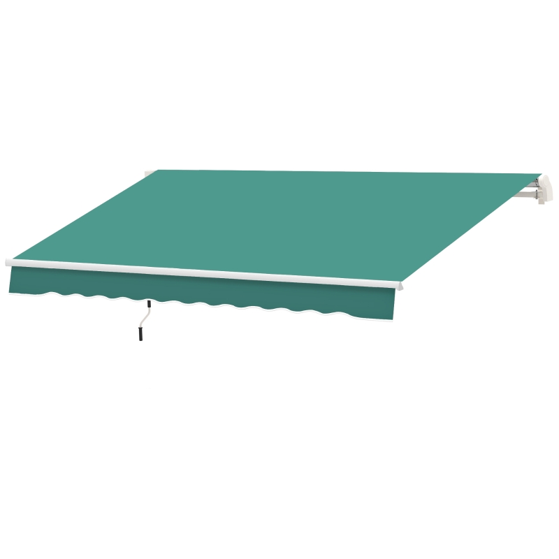 Outsunny Store banne manuel rétractable 295 x 245 cm store exterieur terrasse avec manivelle, angle réglable 45°-85°, aluminium et polyester 280 g/m², auvent de terrasse, balcon, cour, vert
