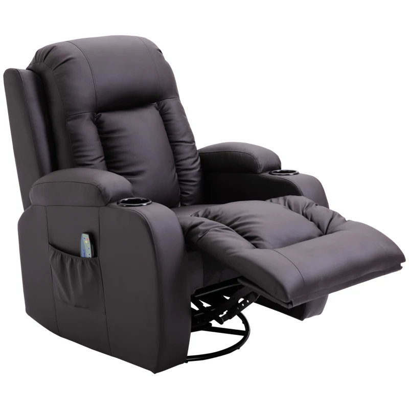 HOMCOM Fauteuil de Massage et Relaxation électrique Chauffant 360° pivotant inclinable manuellement Repose-Pied télécommande(m-10)