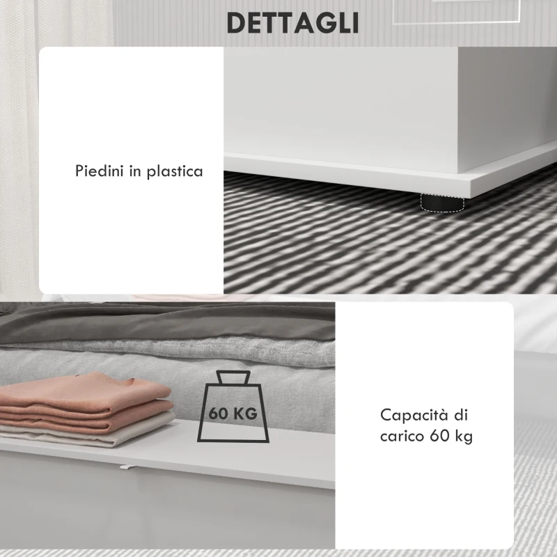 HOMCOM Panca Contenitore Multiuso in Legno per Camera e Ingresso, 80x40x40 cm, Bianco