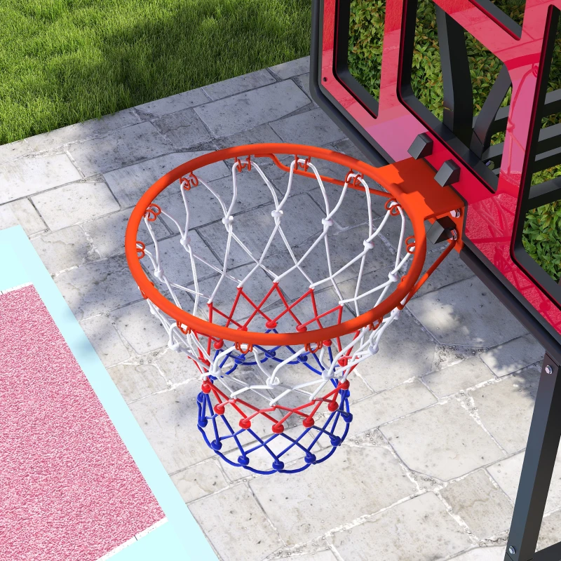 AIYAPLAY Basketballkorb, Outdoor-Basketballkorb für Jugendliche 200-260 cm höhenverstellbar, mit Rädern, Rot