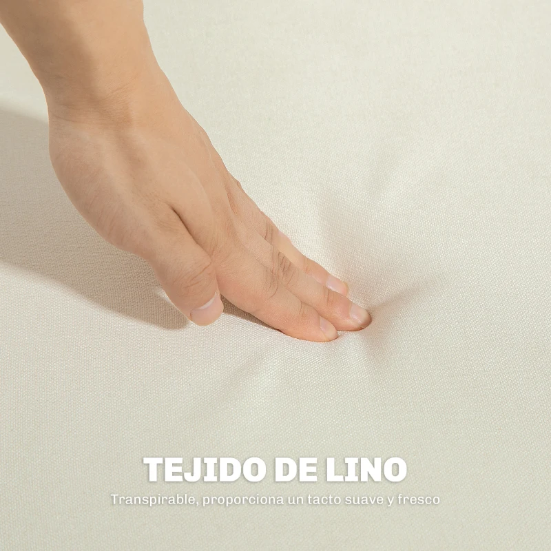 HOMCOM Sofá de 2 Plazas Tapizado en Lino con Reposabrazos y Patas de Madera Carga 250 kg para Dormitorio Oficina Crema