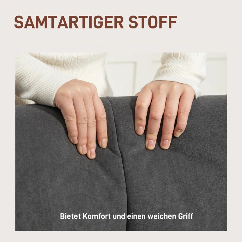 HOMCOM Polstersessel, Wohnzimmersessel mit Steppung, weicher Bezug in Samtoptik, bis 120 kg, Grau