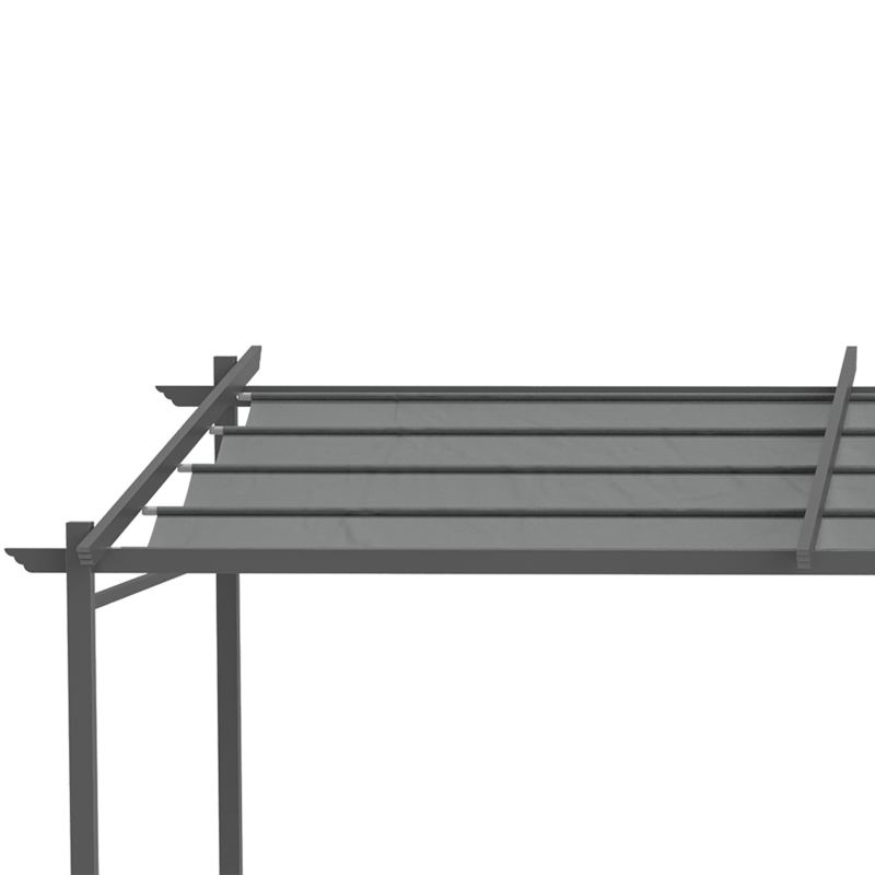 Outsunny Pergola, inklusive Befestigungsmaterial, ausziehbares Dach, 3,97 m x 2,95 m x 2,3 m, Dunkelgrau(m-8)