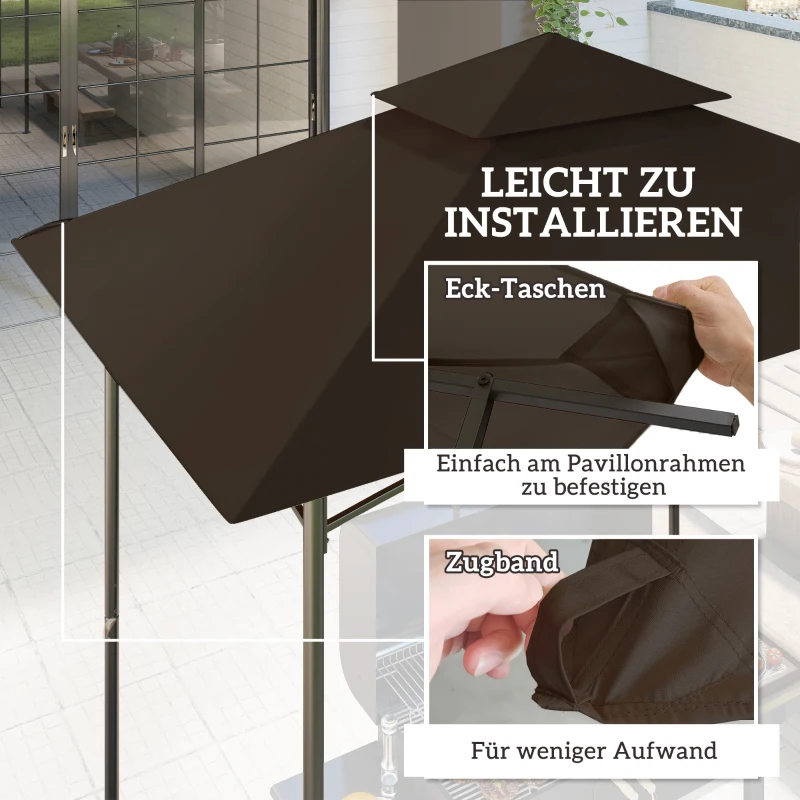 Outsunny Zamienna plandeka do pawilonu ogrodowego, plandeka na pawilon grillowy dla konstrukcji 152 x 244 cm, ochrona UPF50+, Poliester, Kawa