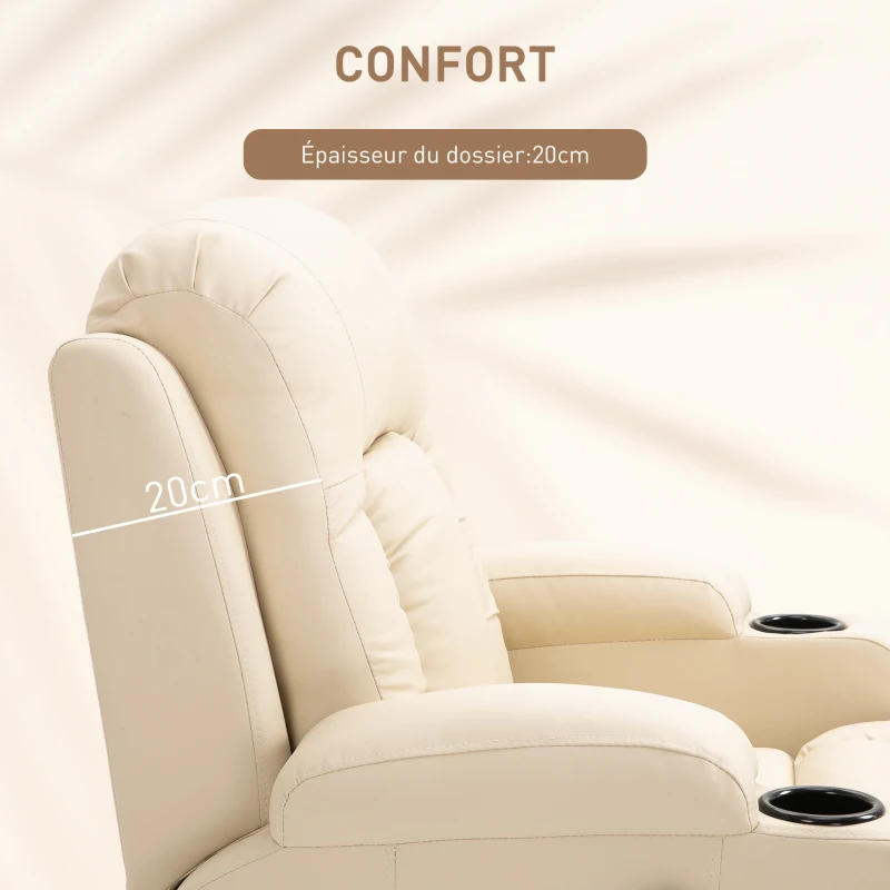 HOMCOM Fauteuil de Massage et Relaxation électrique Chauffant 360° pivotant inclinable manuellement Repose-Pied télécommande(m-7)