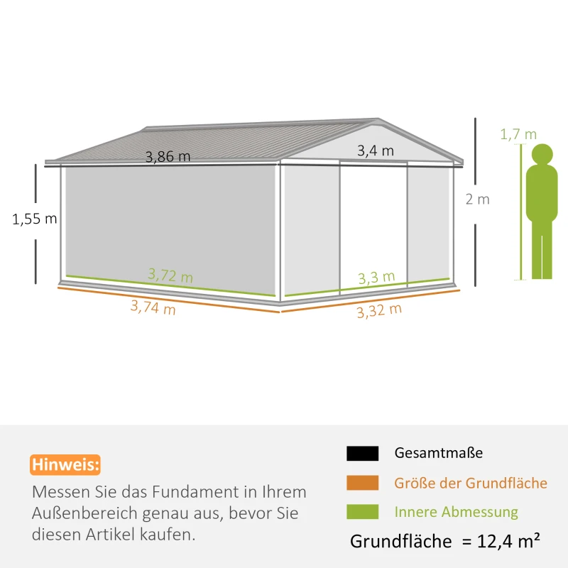 Outsunny Geräteschuppen, Wetterfestes Gartenhaus für Gartengeräte, mit Belüftungsfenstern, Schiebetüren, Stahl, Braun