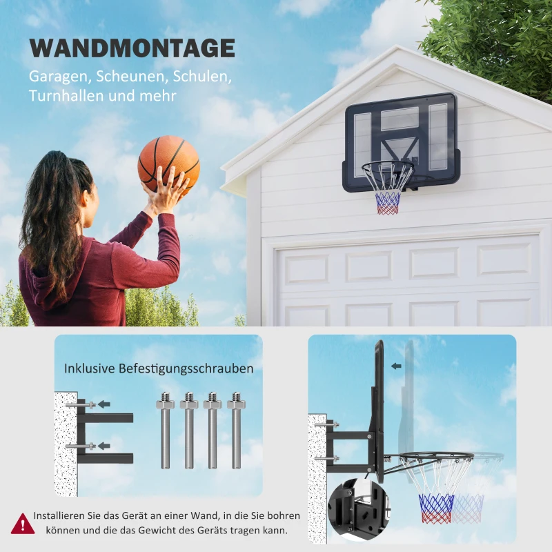 SPORTNOW Wandmontierter Basketballkorb, Reißfestes Netz, wetterbeständig, widerstandsfähig, für drinnen und draußen, Schwarz(m-4)