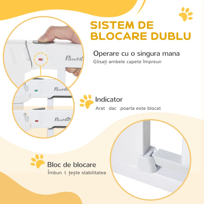 PawHut poarta de siguranta pentru caini, 75-96cm, alb