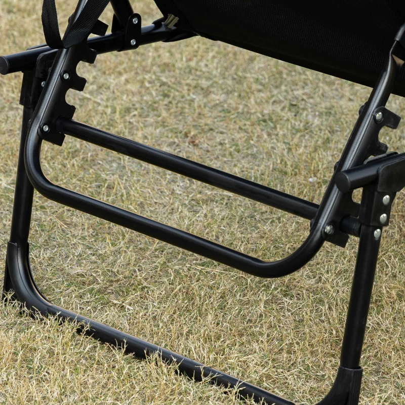 Outsunny Leżak składany z poduszką do opierania głowy, stalowa rama, siatkowy pokrowiec, nośność 120 kg, Czarny