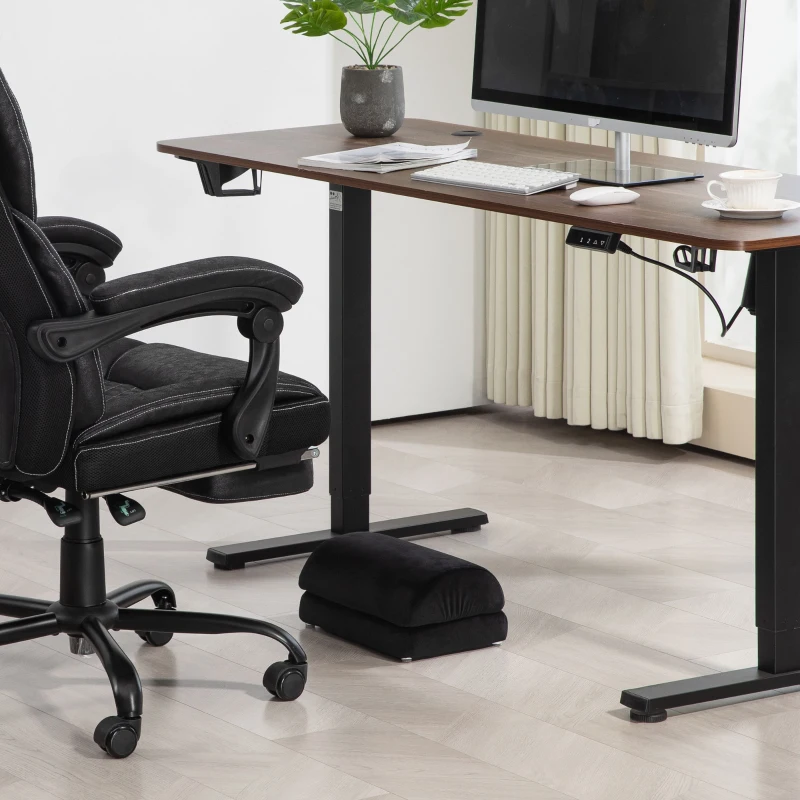 HOMCOM Repose-Pied sous bureau coussin de repose-pieds en mousse avec coussinets antidérapants tissu velours, noir