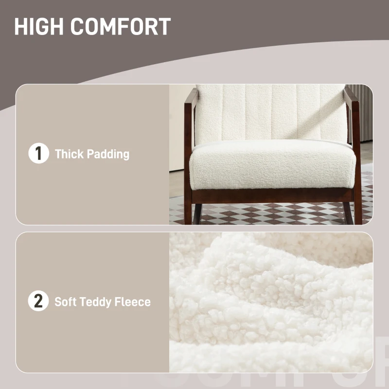 HOMCOM Rocking Chair Nursing Chair Rocking Chair in Loop Wool Effect Fabric with Solid Rubberwood Legs