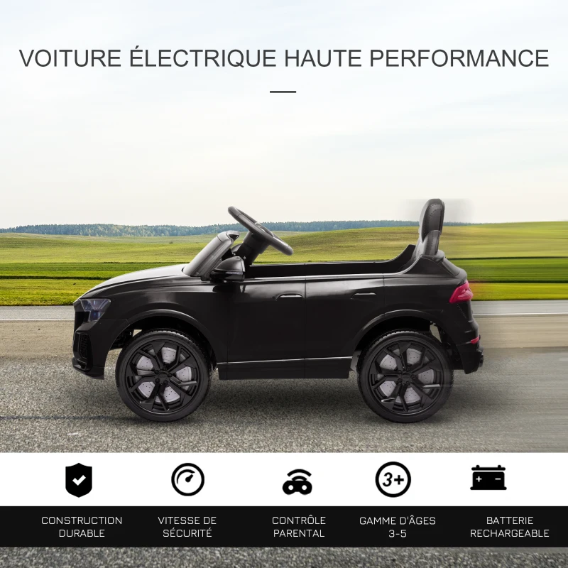 HOMCOM Voiture électrique enfants sous licence Audi RS Q8, véhicule électrique avec télécommande, USB, Bluetooth, noir