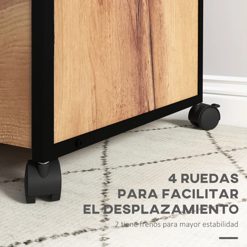 Vinsetto Cajonera de Oficina Cajonera para Escritorio con Ruedas Archivador para Tamaño Carta A4 44x40x66,5 cm Marrón Rústico