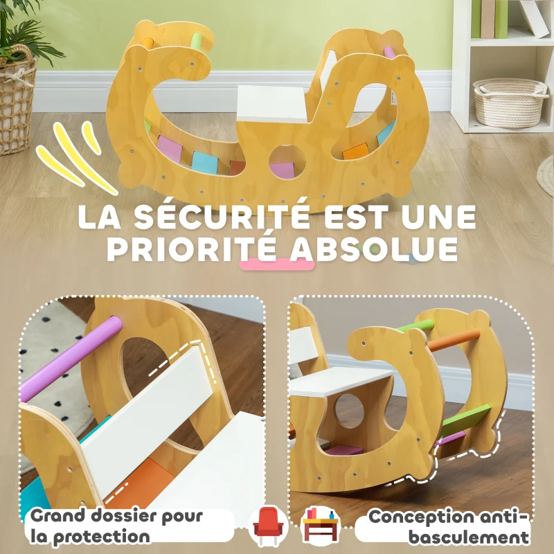 AIYAPLAY 2 en 1 Arche escalade enfants 18 à 48 mois, chaise à bascule arc-en-ciel pour garçons & filles, tout-petits