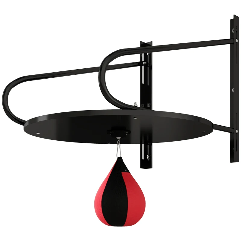 HOMCOM Punching Ball Poire de Vitesse Boxe avec Support Plateau tournant + Pompe Hauteur Réglable Rouge Noir