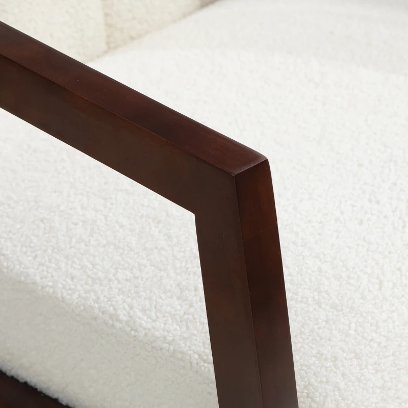 HOMCOM Rocking Chair Nursing Chair Rocking Chair in Loop Wool Effect Fabric with Solid Rubberwood Legs