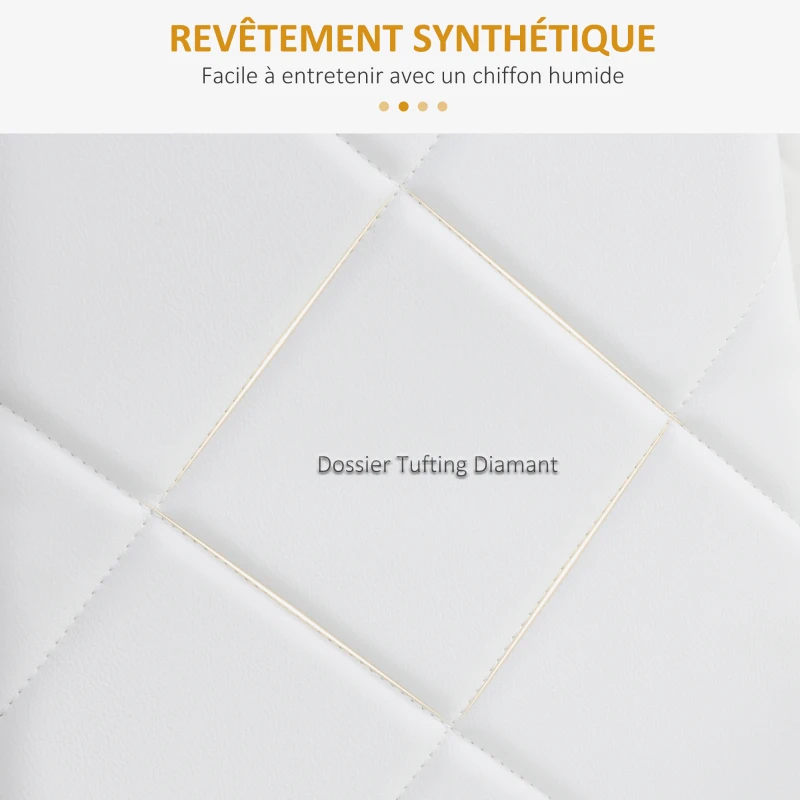 HOMCOM Lot de 4 chaises de salle à manger avec dossier haut, revêtement synthétique et pieds en acier, blanc