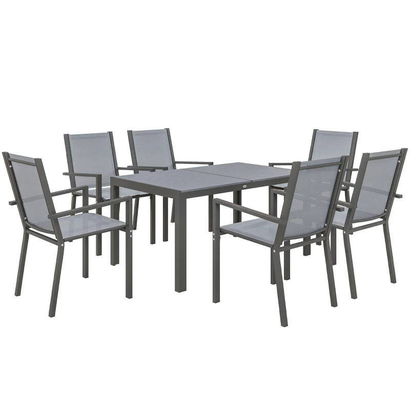 Outsunny Gartenmöbellset für 6 Personen Outdoor Lounge Set Stahlgestelle stapelbare Stühle grau