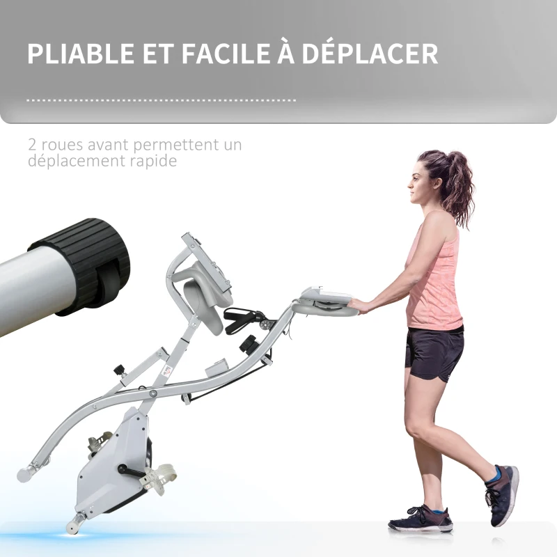 HOMCOM Vélo d'appartement pliant 8 niveaux de résistance magnétique dossier selle réglable poignées ergonomiques noir gris