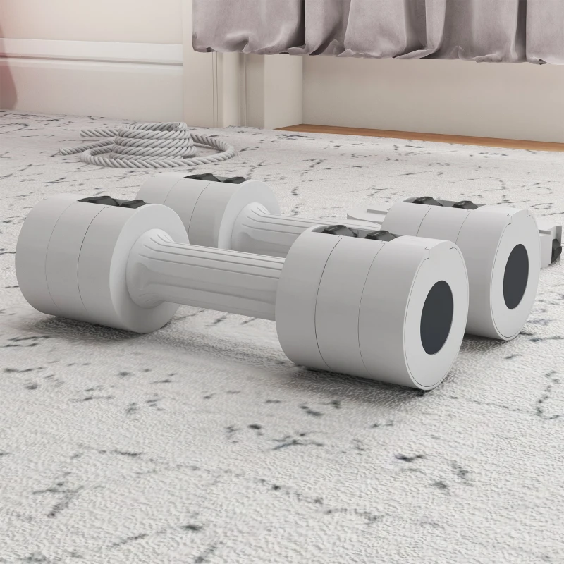 SPORTNOW Set de 2 haltères ensemble musculation disques poids réglables en acier et boîte de rangement 2 x 2,5 kg blanc