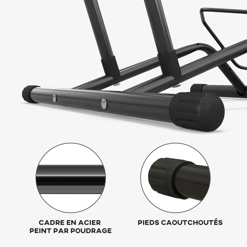 SPORTNOW Porte-vélos en acier pour stationnement de vélos support vélo sol pour l'intérieur et l'extérieur 59x41x38 cm Noir