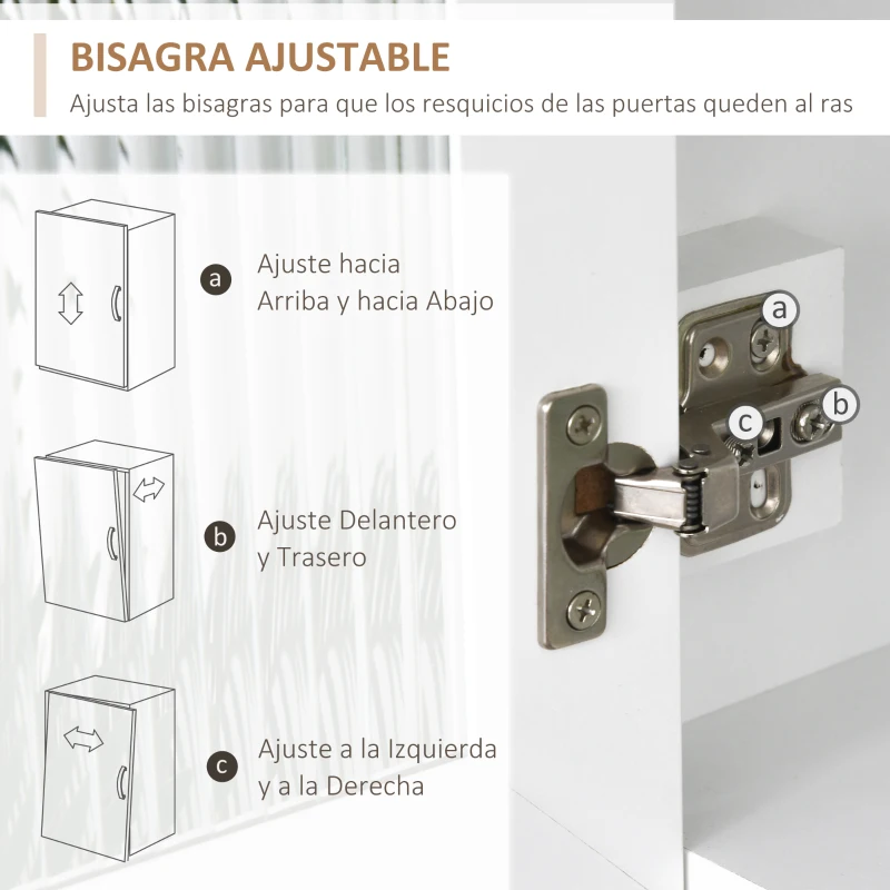 HOMCOM Alacena de Cocina con Estantes y Puertas de Vidrio para Pequeños Electrodomésticos y Menaje 80x37x183 cm Blanco