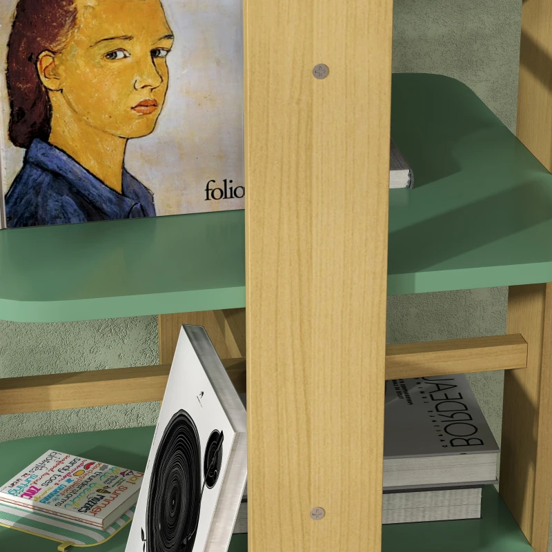 AIYAPLAY Bibliothèque enfant avec roulettes, rangement livre enfant 3 niveaux pour salle de jeux, chambre d'enfant, vert