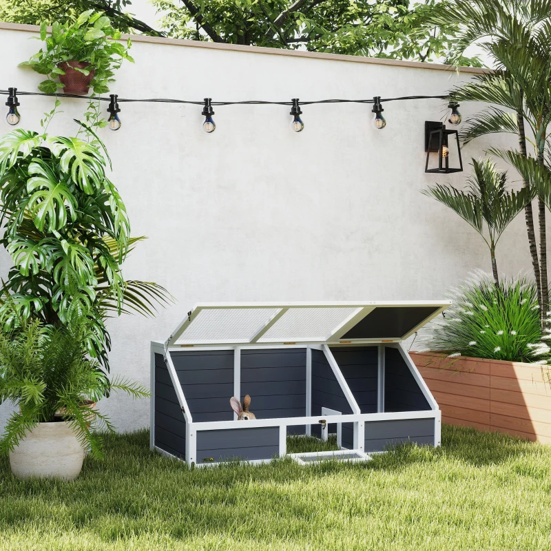 PawHut Boîte à Tortues, Enclos Extérieur pour Tortues, Conception sans Fond, Facile à Ouvrir, Maison pour Tortues, Gris clair