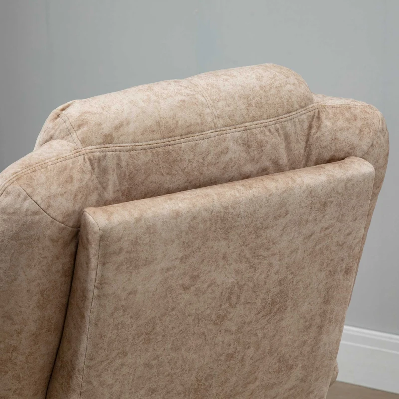 HOMCOM Sillón Relax Reclinable Manual Tapizado en Terciopelo Acolchado Sillón Relax con Reposapiés Retráctil y Bolsillos Laterales para Salón Oficina Dormitorio 88x91x108 cm Beige(m-9)