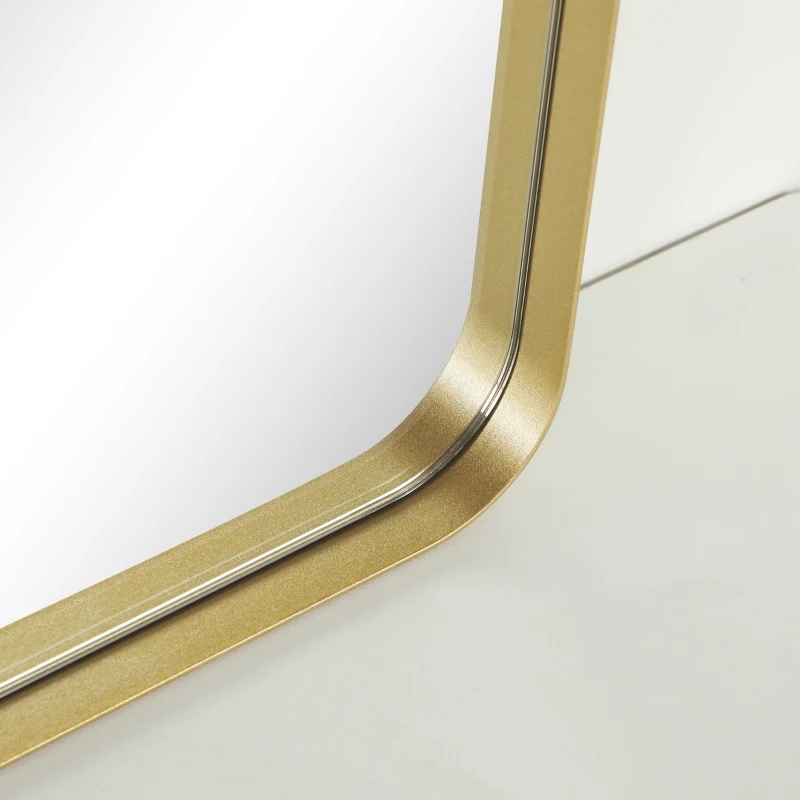 HOMCOM Wandspiegel Badezimmerspiegel rechteckig mit goldfarbenem Rahmen aus Aluminiumlegierung für Schlafzimmer, Wohnzimmer 50 x 70 cm