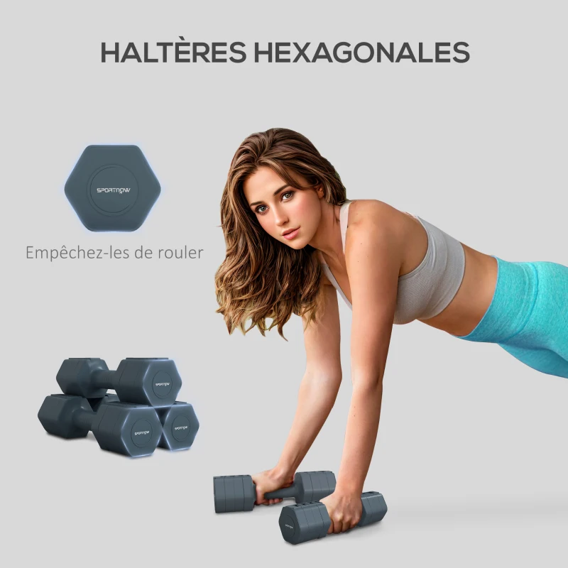 SPORTNOW Lot de 2 haltères réglables hexagonales avec poignée antidérapante pour l'entraînement à domicile, 2 x 2.5kg