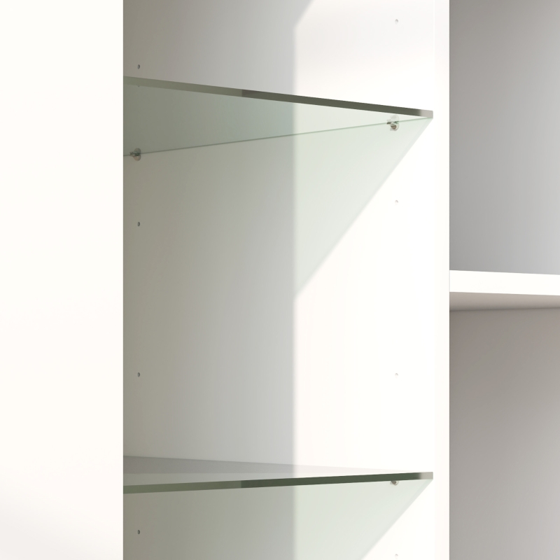 HOMCOM Buffet salon meuble de rangement avec éclairage LED RGB, étagères en verre réglables, dim. 75 x 40,1 x 83 cm, blanc