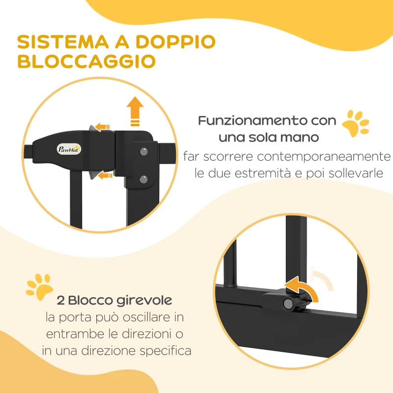 PawHut Cancelletto per Cani Estensibile con 4 Viti Regolabili, in Metallo e Plastica, 74-100x78 cm, Nero
