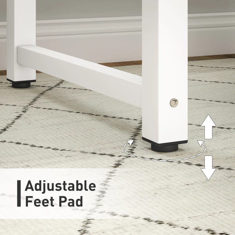 HOMCOM Computer Desk, Writing Table, 80 x 60 x 76cm Workstation for Home Office, Study with Metal Frame, Simple Assembly, White