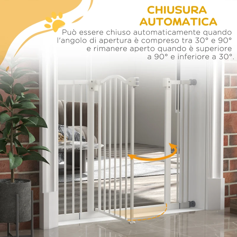 PawHut Cancelletto per Cani Estensibile con 4 Viti Regolabili, in Metallo e Plastica, 74-100x78 cm, Bianco