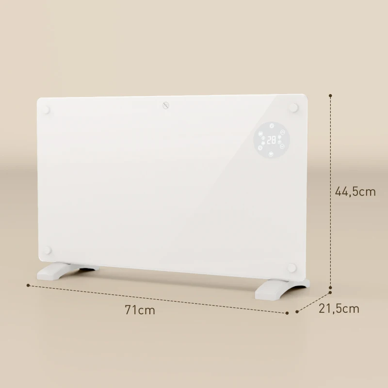 HOMCOM Elektrischer Heizkörper Boden- oder Wandmontage 1500W LED-Display, 24-Stunden- oder wöchentlicher Timer, Thermostat, Fernbedienung