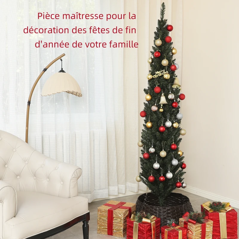 HOMCOM Sapin de Noël artificiel, arbre de Noël, base en acier, 390 branches épines, décoration de Noël, Ø 55 x 195H cm, vert