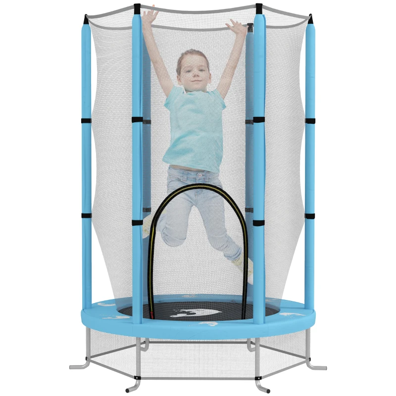 AIYAPLAY Kindertrampolin mit Sicherheitsnetz, für den Innen- und Außenbereich, 3-6 Jahre, Hellblau