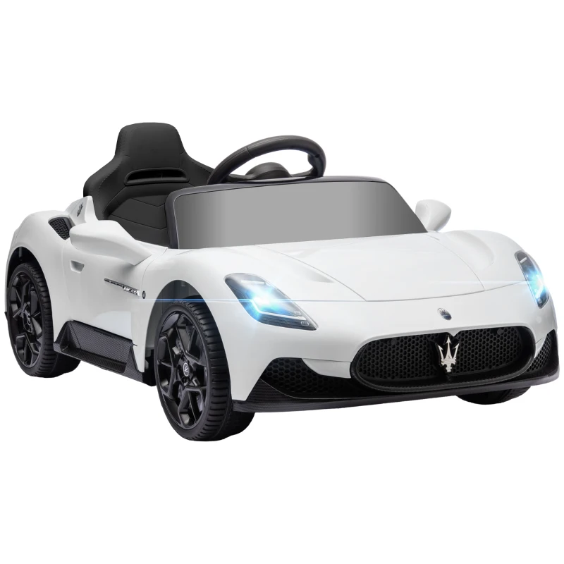 AIYAPLAY Elektroauto für Kinder Maserati MC20 12V Lizenzfahrzeug, Fernbedienung, LED, Musik und Hupe, 3-6 Jahre, Weiß