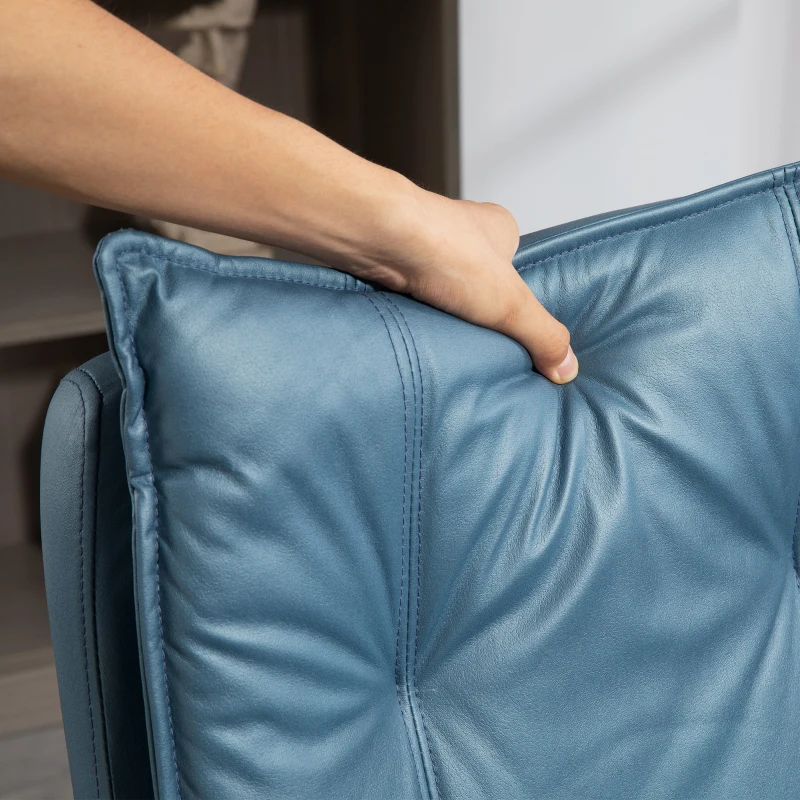 HOMCOM Chaise de bureau fauteuil de bureau hauteur réglable, dossier haut inclinable, accoudoirs et roulettes, bleu