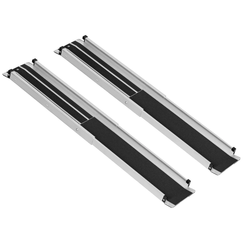 HOMCOM 2er Set rutschfeste Rollstuhlrampe aus Aluminium - verstellbare Länge 3 Stufen 75/100/122CM maximale Belastung 272KG