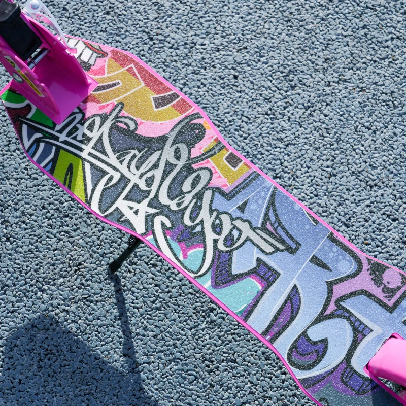 AIYAPLAY Foldable Kids Scooter with Adjustable Handlebar, 200mm Big Wheel, Rear Fender Brake, for Ages 6-12 Years, Pink