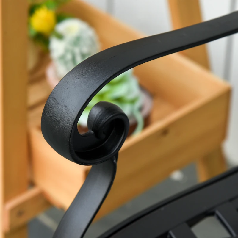 Outsunny Banc de Jardin 2 Places en Aluminium avec Accoudoirs Style Campagnard Noir 102,5 x 61 x 84 cm