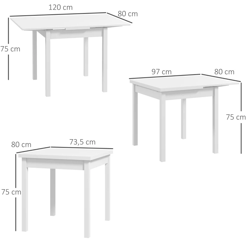 HOMCOM Esstisch Küchentisch Klapptisch, ausziehbar, modernes Design, 120 cm x 80 cm x 75 cm, Natur